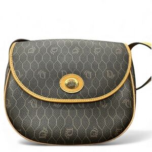 Christian Dior Vintage Honeycomb Monogram Crossbody (Made in France, 1970s–80s)